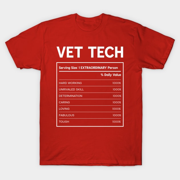 Vet Tech - Nutrition Facts Design T-Shirt by best-vibes-only